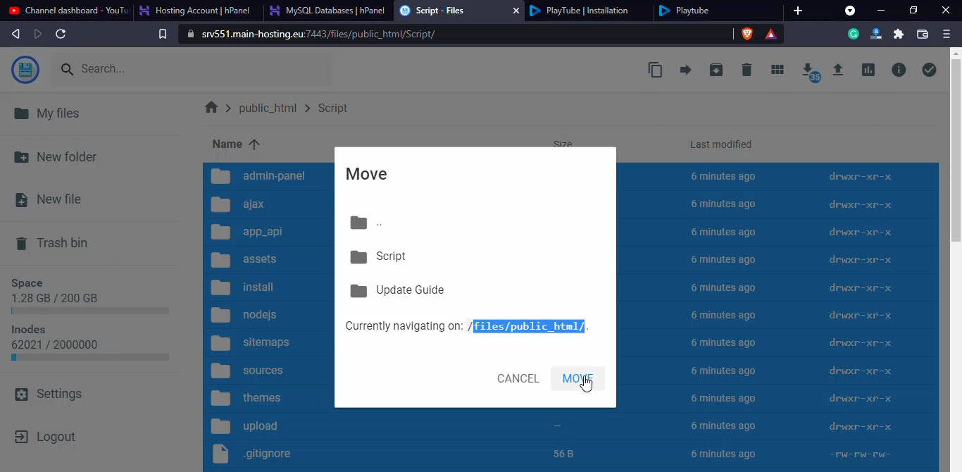 Move Files From Script Directory To Main Domain