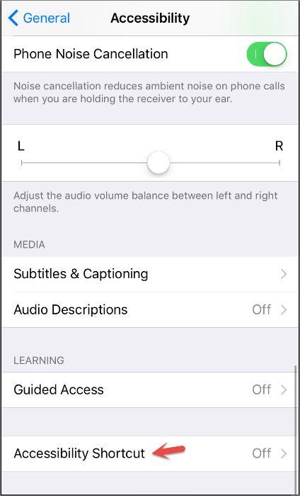Accessibility Shortcut