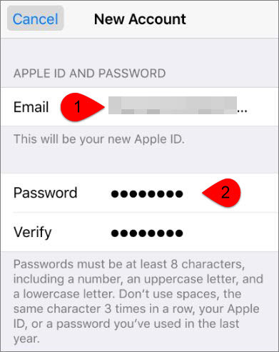 Apple ID and password