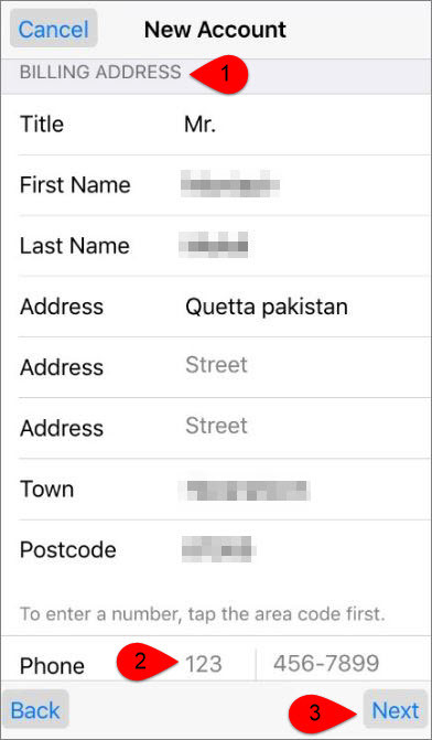 Fill Billing Address And Phone Number