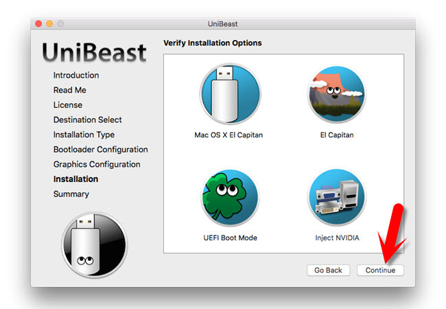 Unibeast Configuration Summary
