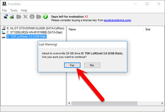 Last Warning Of Formating Disk