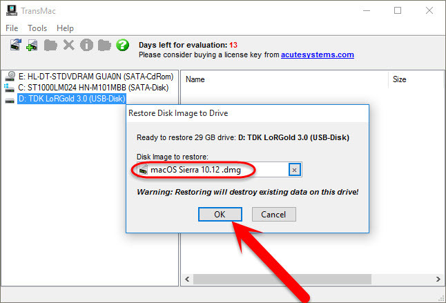 Ok Restore Disk Image To Drive