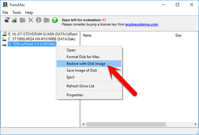 Restore With Disk Image