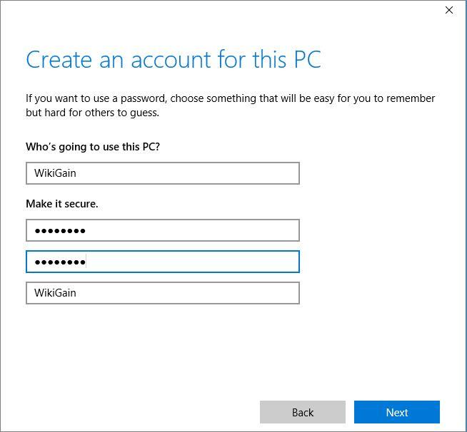 Create An Account For This Pc