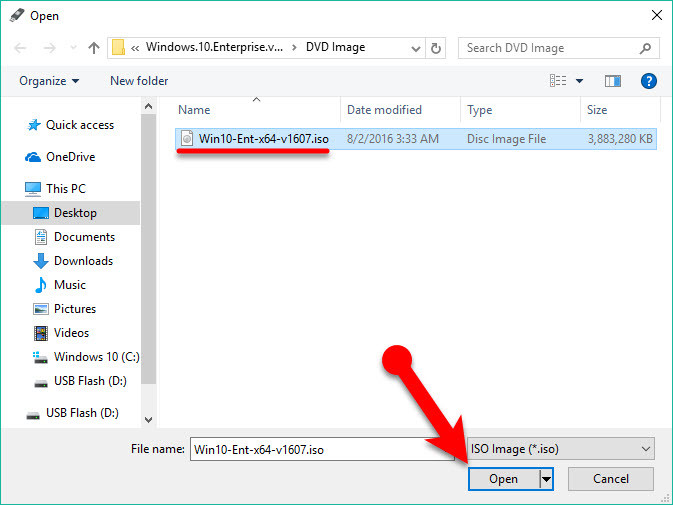 Open Windows 10 Iso File