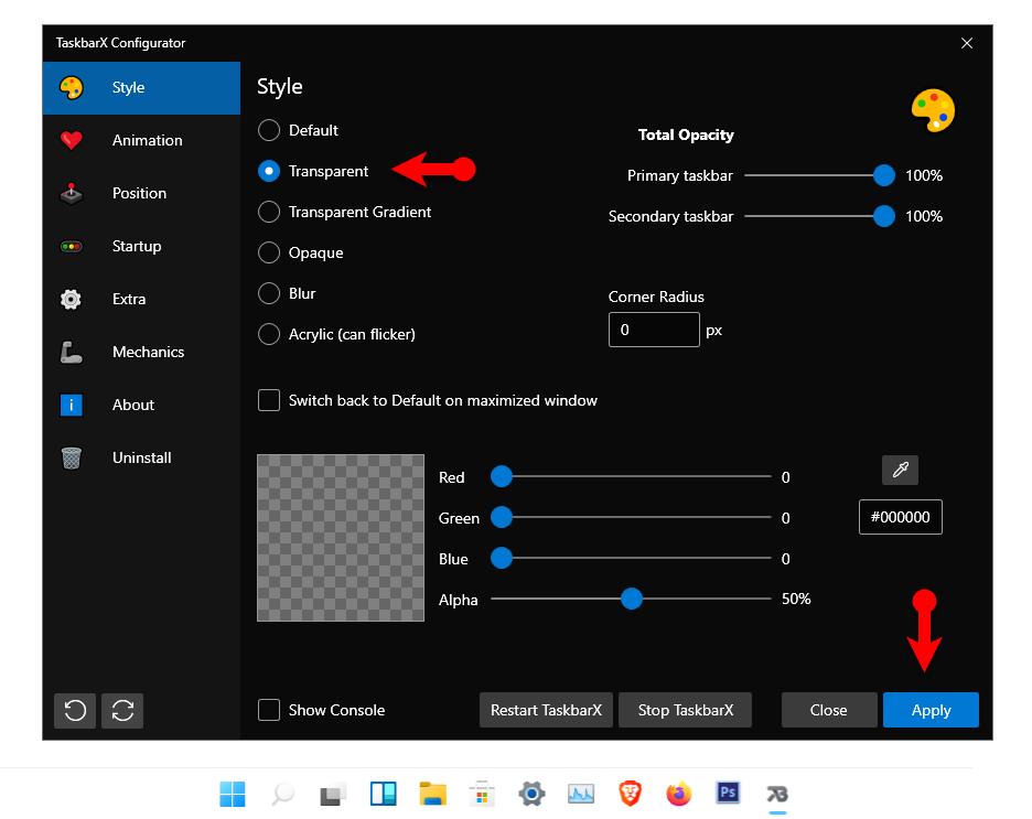 Change Taskbar Style On Windows 11