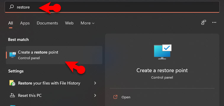 Open Restore Point