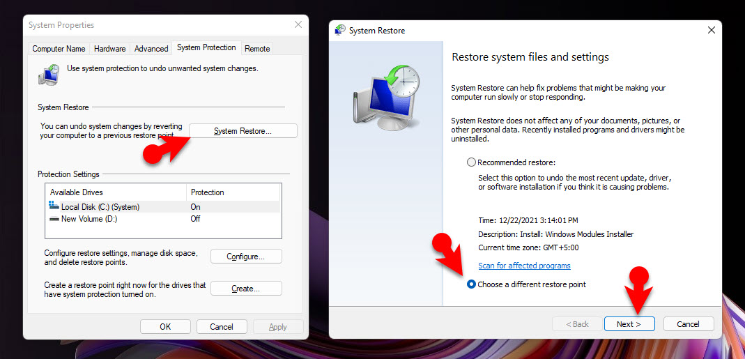 Steps To Restore A Restore Point