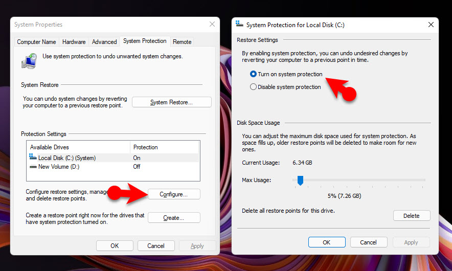 Turn On System Protection