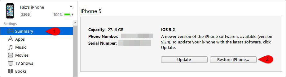 Restore Iphone