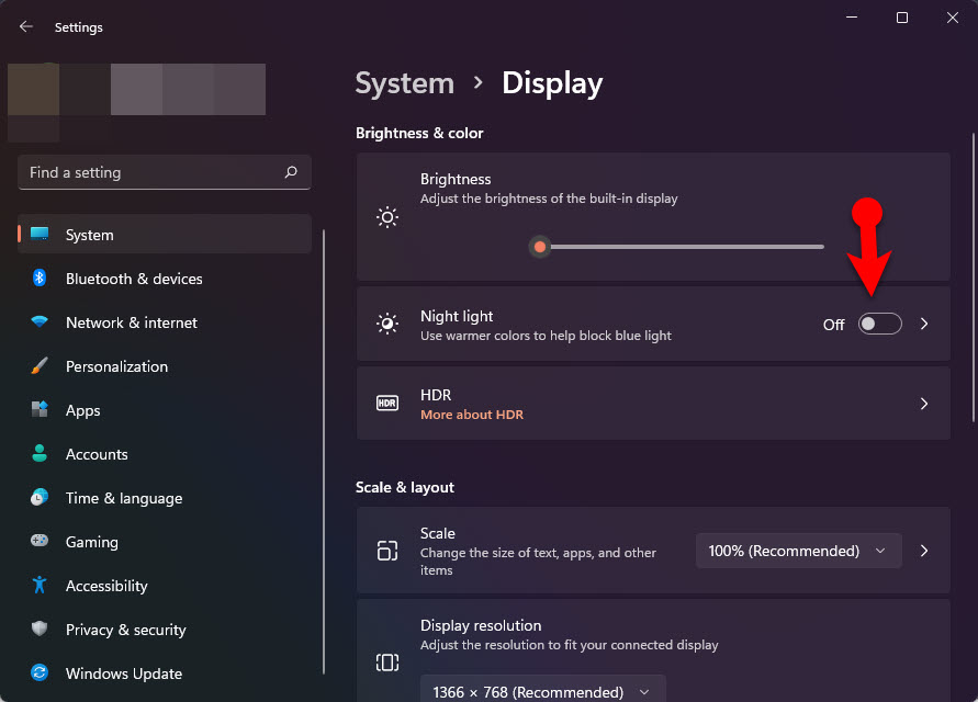 Enable Night Light