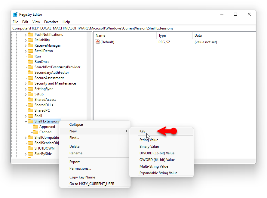 Create A New Key In Registry Editor