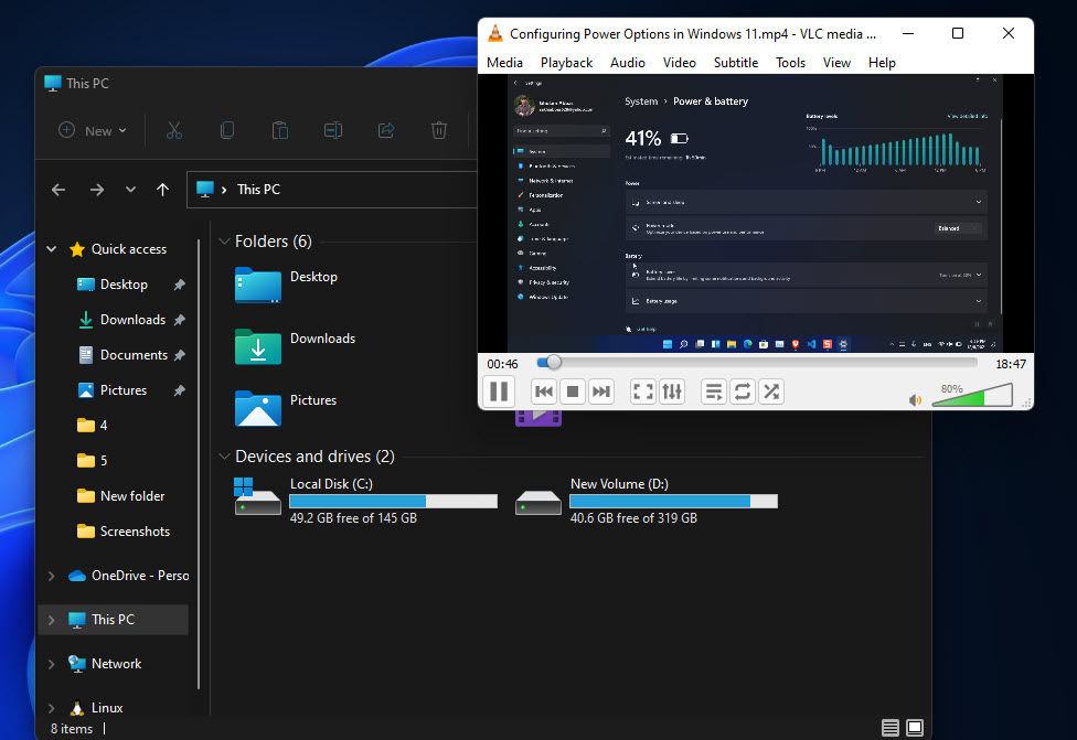 Picture In Picture Mode Activated In Vlc Player