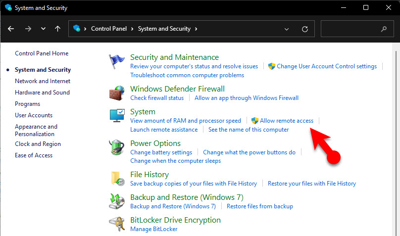 Allow Remote Access