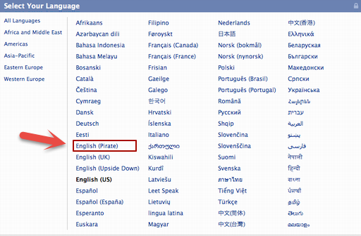 Facebook Pirate Language 2