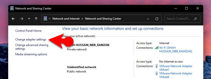 Change Adapter Settings