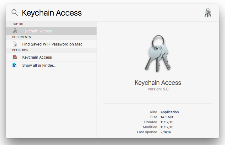 Search Keychain Access