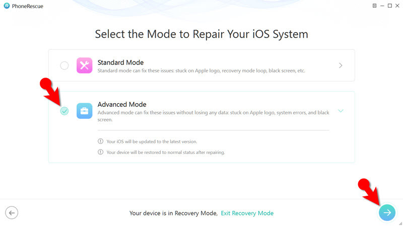 Select Repair Mode 2