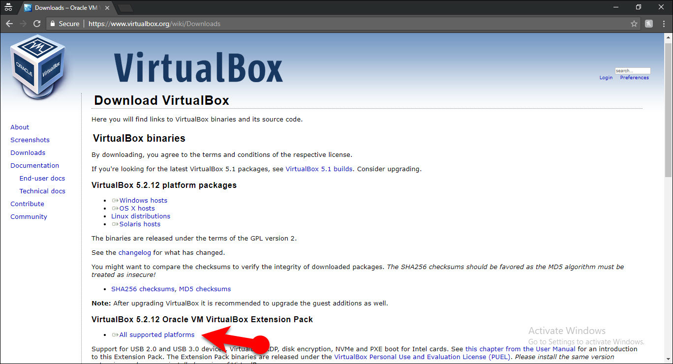 Download Virtualbox Extention Pack