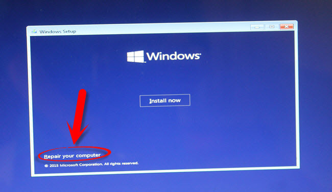 Choose Repair Your Computer
