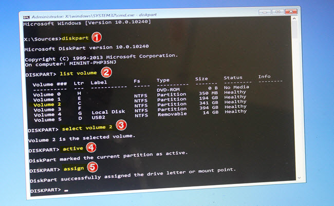 Command Prompt Diskpart Utility
