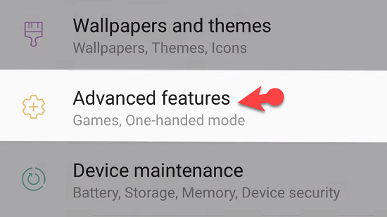 Search For Advance Settings