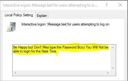 Interactive Logon Message