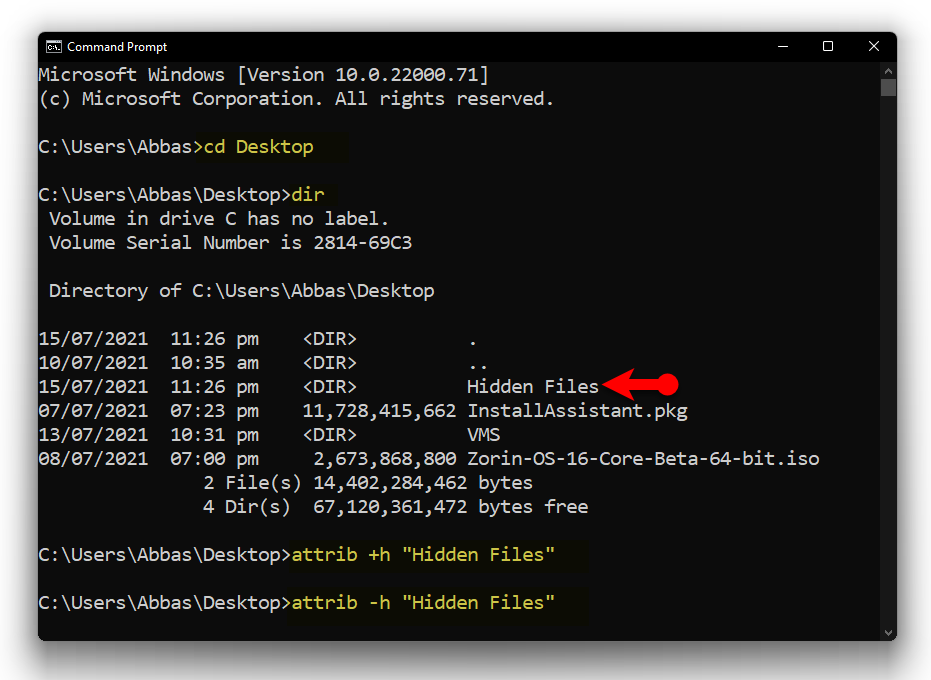 Hide Files And Folders Using The Cmd