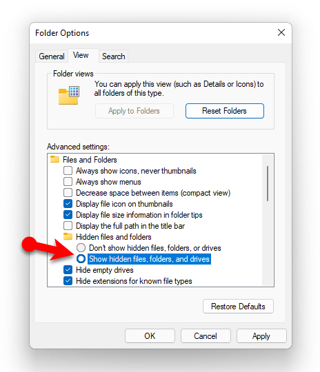Show Hidden Files Folders And Drives