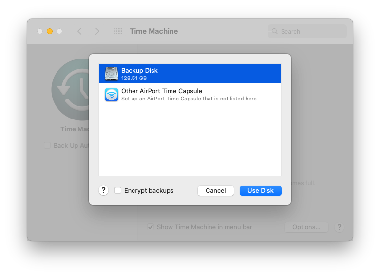 Use Backup Disk