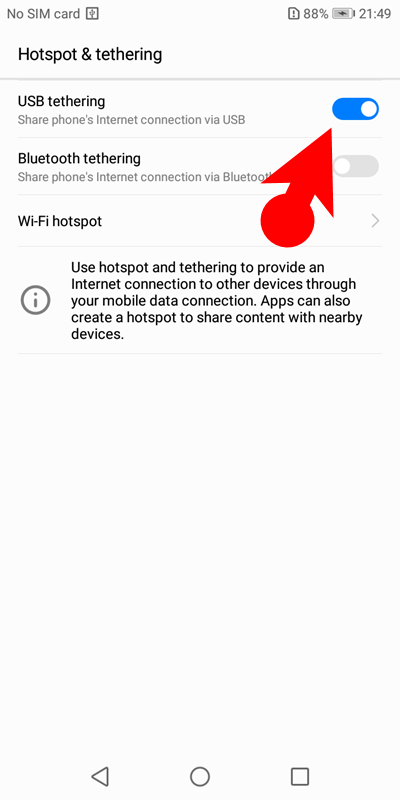enable usb tethering 2