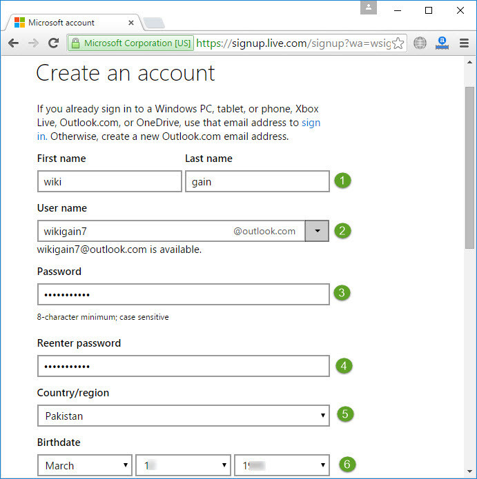 Create Microsoft Account