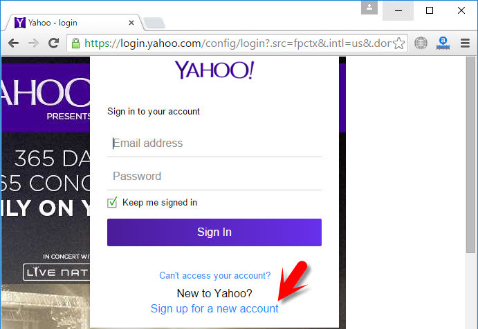 Sign Up For A New Account