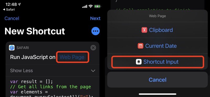 Shortcut Input5