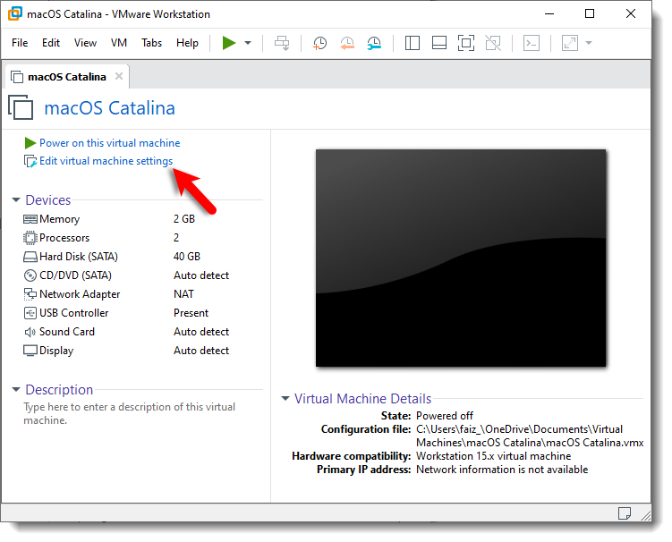 Edit Macos Catalina Virtual Machine Settings
