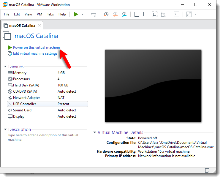 Power On The Macos Catalina 10 15 5 Vm