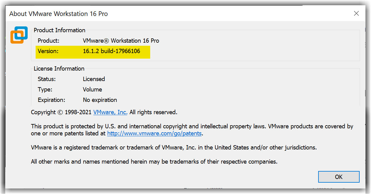 Vmware 16 1 2 Version