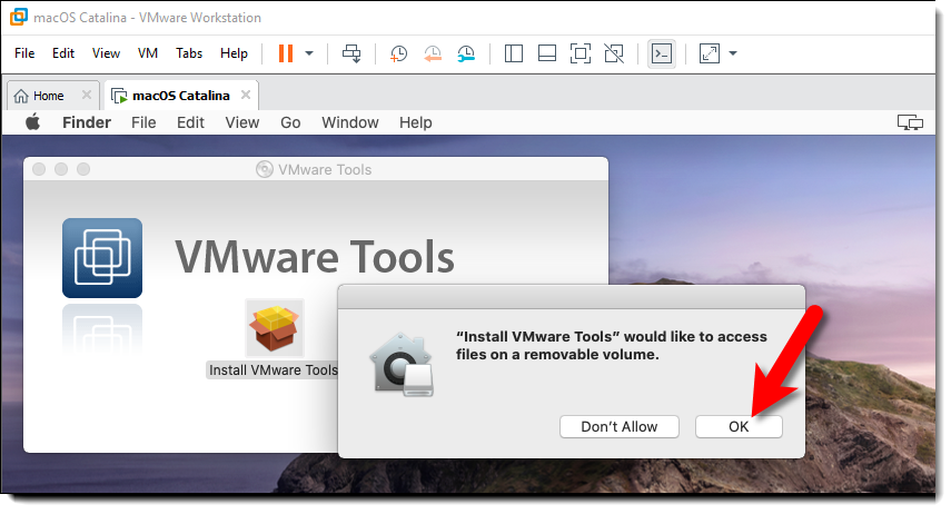 Allow Install Vmware Tools