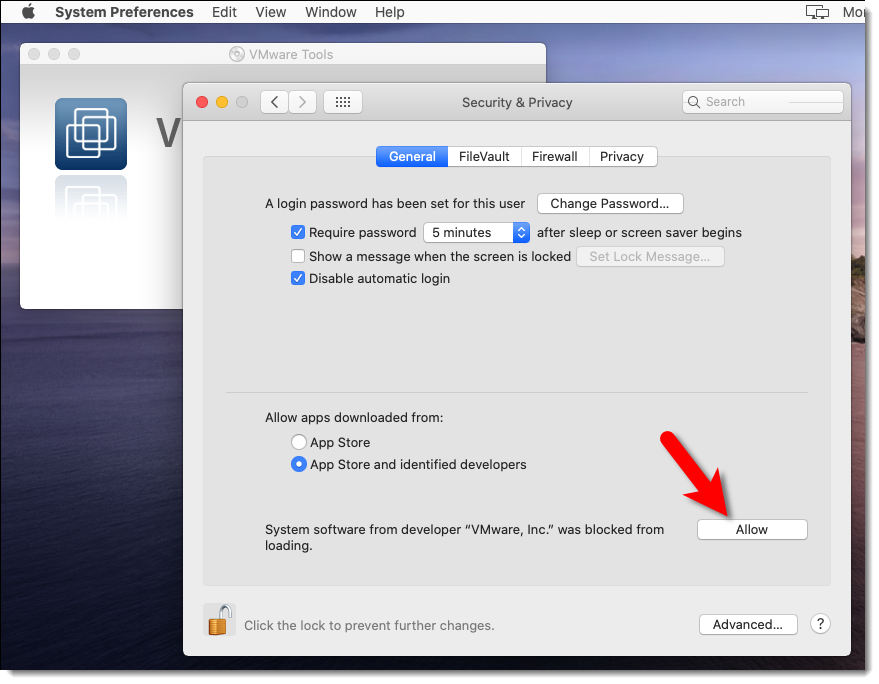 Allow Vmware Tools From Security Privacy