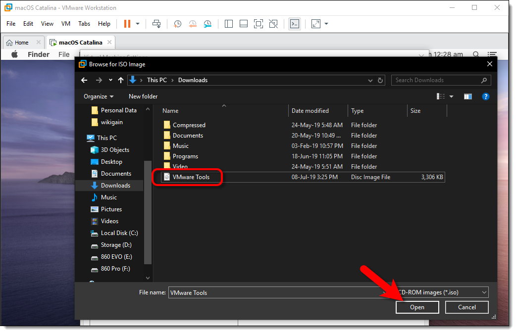 Select Vmware Tools Iso
