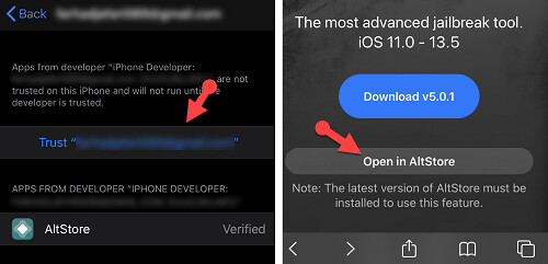 Trust Porfile And Open In Altstore
