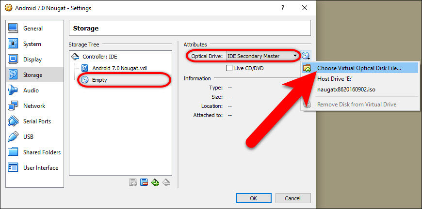 Choose Virtual Optical Disk File