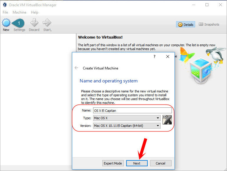 Choose Name And Operating System