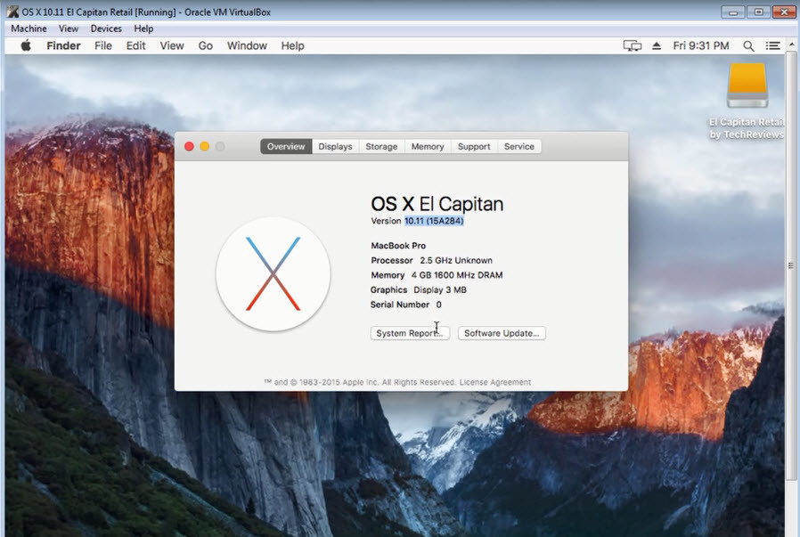 Installed Osx El Capitan On