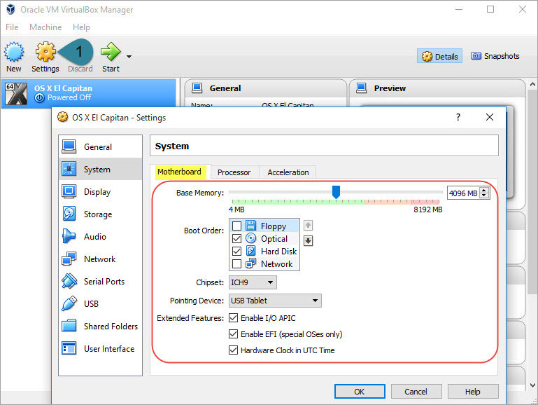 Virtualbox Settings 2