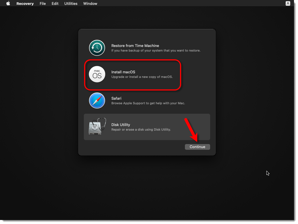 Select Install Macos