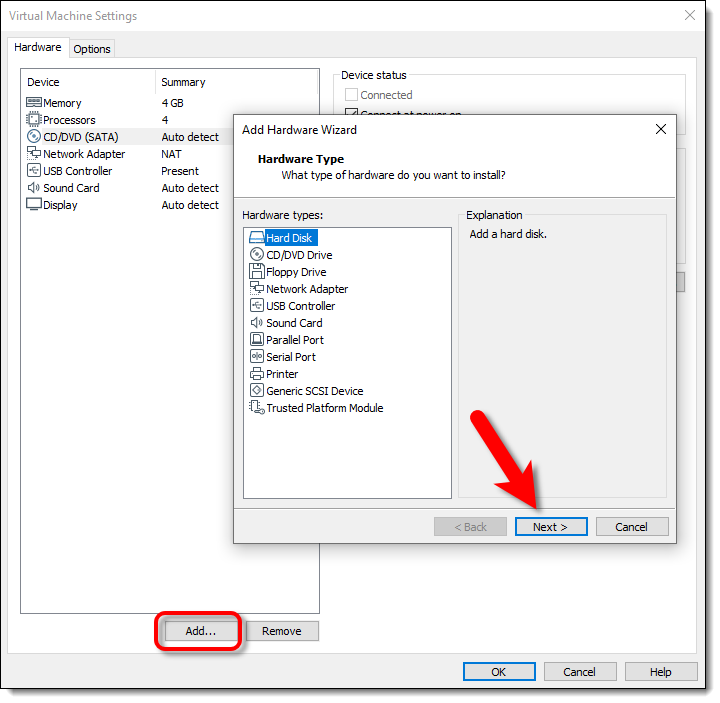 5 Add Hard Disk