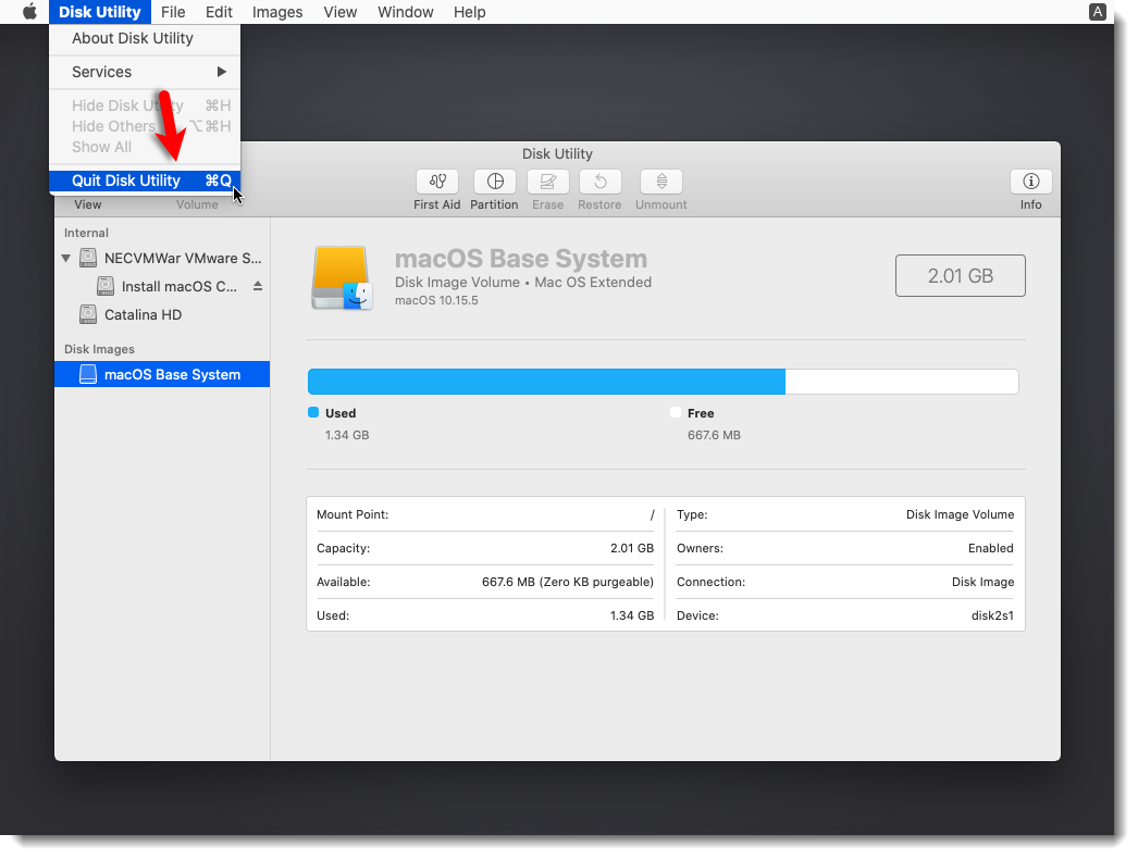 Quit Disk Utility