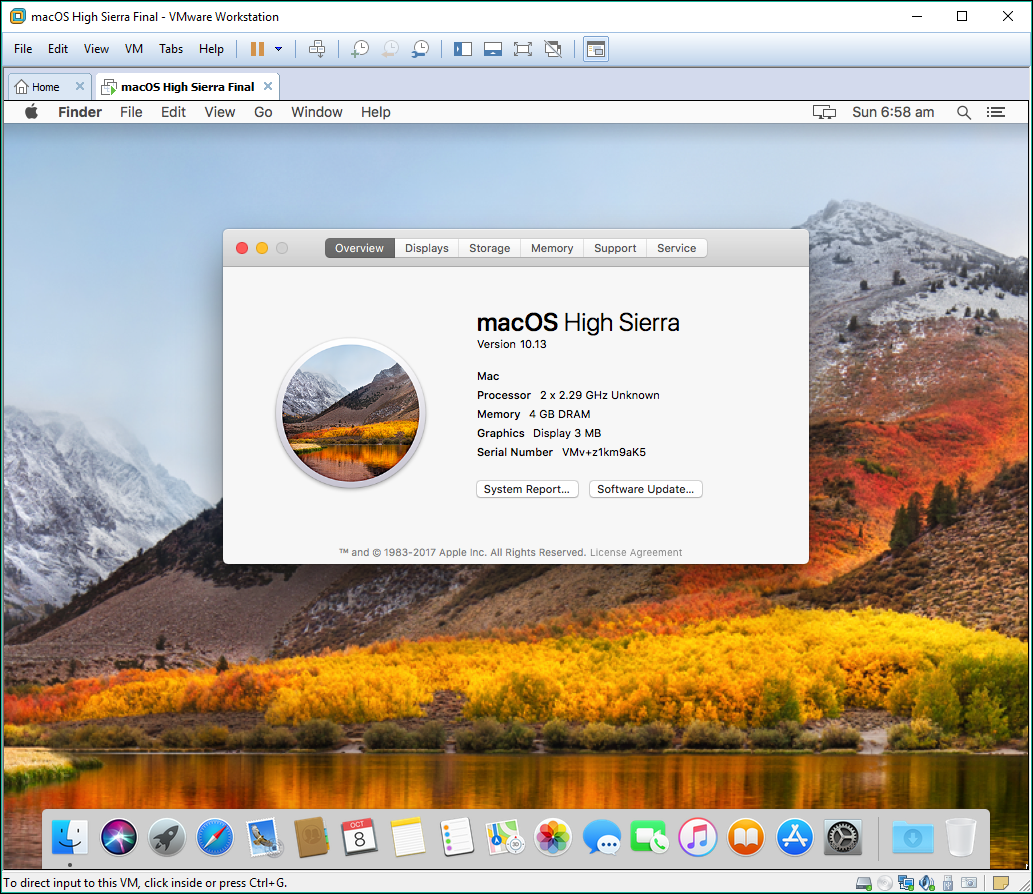 Macos High Sierra Finally Installed On Vmware